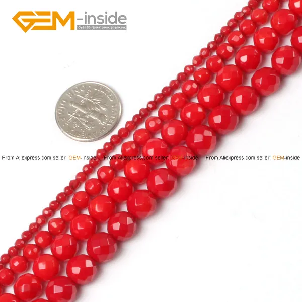 Wholesale Bead Caps At 1712 Get Wholesale Round Faceted Red Coral Loose Beads 3mm 4mm 5mm 6mm 7mm Strand 15diy Bracelet Necklace Jewelry Making - 