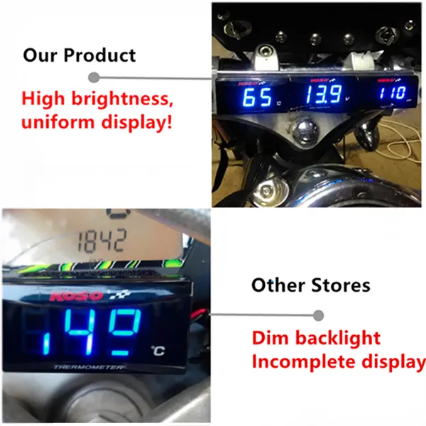 Instruments Motorcycle KOSO Water Temperature Mini Meter For XMAX250 300 NMAX CB 400 CB500X Sensor Water Temp Fahrenheit Adapter Scooter