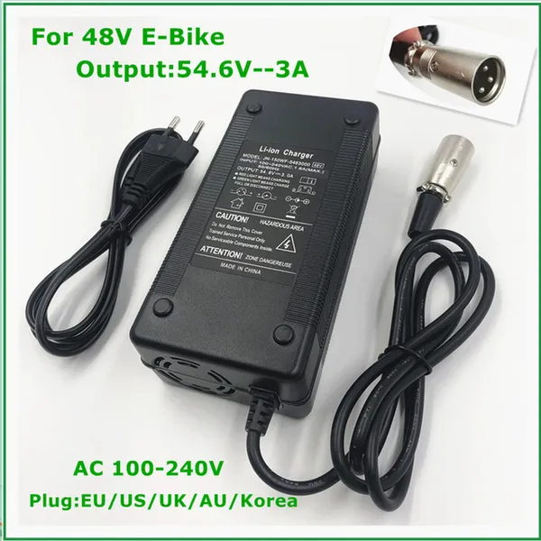 Chargeur 54.6V-2A pour batterie 48 V (connecteur GX16-3)-gros connecteur
