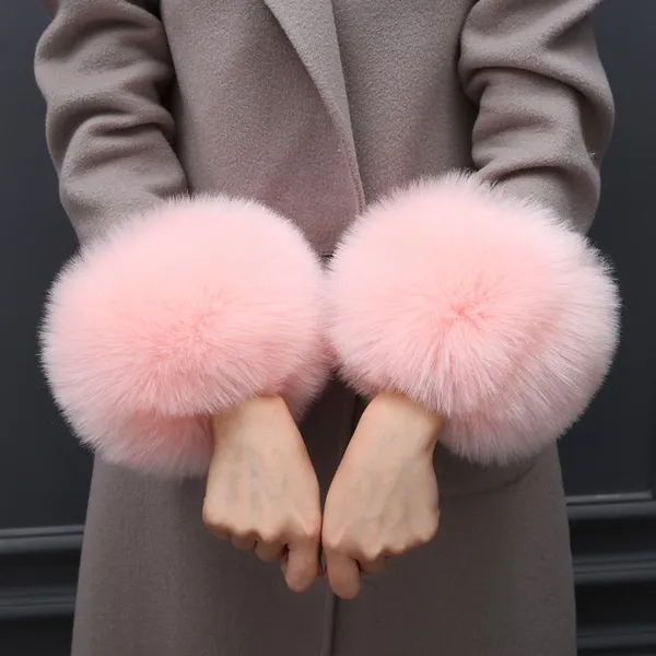 Fingerless Gloves MIARA.L Specials Wrist Cuffs Faux Fur Hair Short Wristbands Plush Bracelet Female Arm Warmers For Women