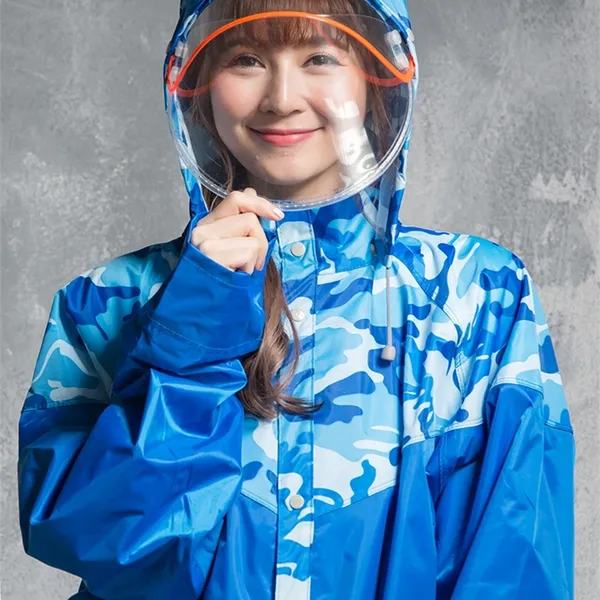 Camouflage Long Raincoat Women Lengthened Foot-Covered Rain Coat Men Motorcycle Rain Poncho Electric Car Rain Gear Impermeable 201015