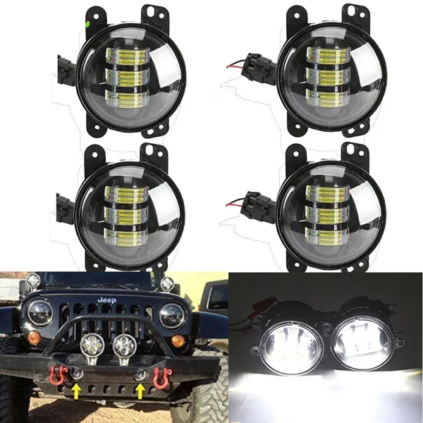 Pair 4/" inch 30W CREE LED Fog Light Driving Lamp DRL 2007-2015 Jeep Wrangler JK