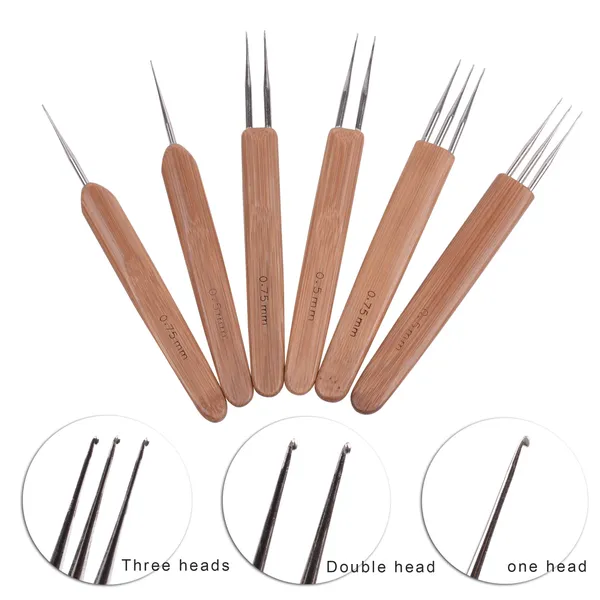 Air Tools Tillbehör Hook Needle Bambu Virka Nål för hår Dreadlock Tillbehör peruk Tillverkningsverktyg Dreadlocks Hook Needles 1/2 ...