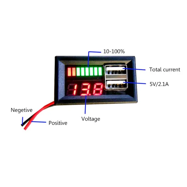 Voltmètre de voiture à affichage numérique LED 5,1 cm 52 mm