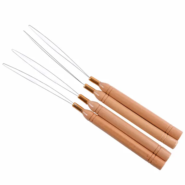 Cheap agulhas de gancho 5 pcs micro anéis loop ferramenta freader puxando agulha usada com alicate de cabelo e grânulos para pena de cabelo humano