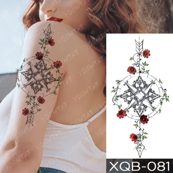 Customized Water Transfer Temporary Tattoo Stickers: Compass Nautical Themes