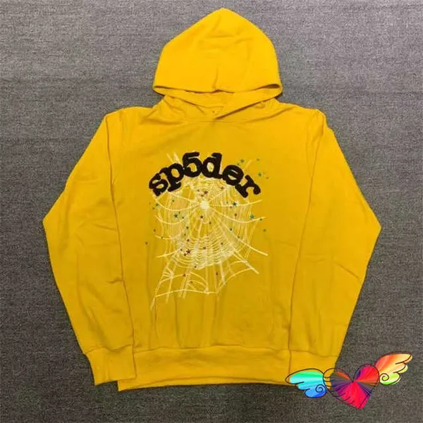 Mens Hoodies Moletons Mens Hoodies Moletons 2023 Amarelo Young Thug Spider Hoodie Homens Mulheres Espuma Preto Sp5der Hoodies Hip Hop Solto 555555 Sweatshi2ZO3