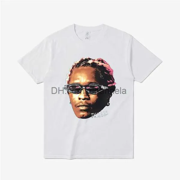 Men's T-Shirts Cotton Unisex T Shirt Women Men Tee Young Thug Thugger Graphic T-shirt African Descent Rapper Style Hip Hop Tshirt Vintage Tops y10