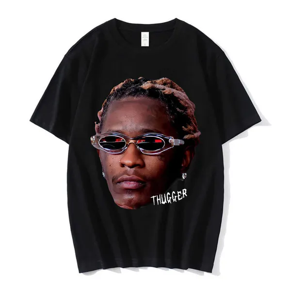 Camisetas Masculinas Rapper Young Thug Graphic T Shirt Homens Mulheres Moda Hip Hop Estilo de Rua Camiseta Verão Casual Manga Curta Camiseta Grande y24