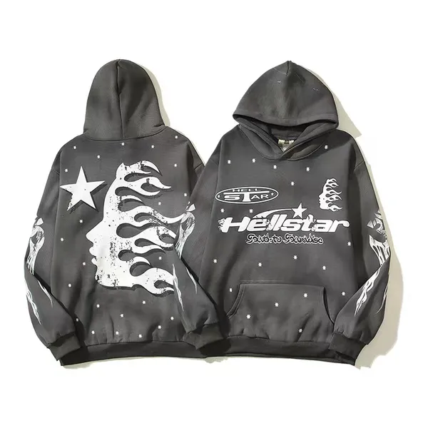 Hellstar Sportsuit Männer und Frauen Designer Hoodie Langarm Hosen Pullover Straße Hip Hop Retro Alphabet Drucken Hoch Grau Blau Rot Weiß Hell Star Hoodies 992N