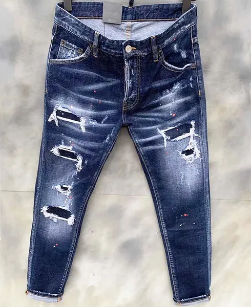 Дизайнерские джинсы мужские брюки льняные хип -хоп мужчины, джинсы, расстроенные разорванные байкерские мотоциклетные джинсы для 91