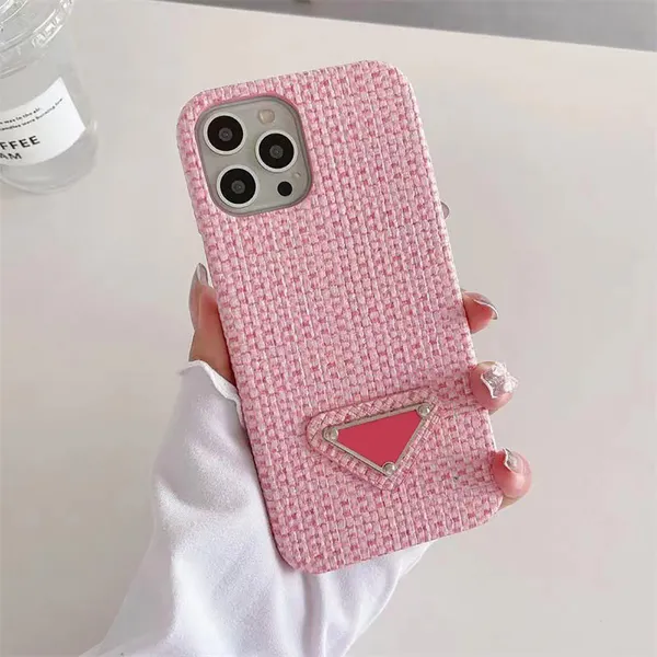 iPhone 14 13 Pro Max Designer Telefonfodral för Apple 12 11 XR XS 8 7 6 Plus Luxury Weave Pattern Pu Leather Mobile Cell Bumper Back Covers Fundas Coque Velvet Foded RAI 7QJ8