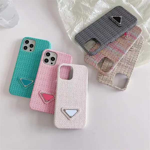 iPhone 14 13 Apple 12 11 XR XS 8 7 6 PLUS LUXURY WEAVE PATTERN PU LEATHER MOBILELLELL BUMPER BACK COVERS FUNDAS COQUE VELVET LINED RAI UH86