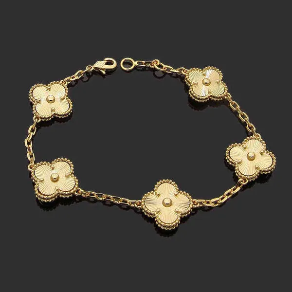 Pulseira com corrente de elo Cleef Clover moda feminina pulseiras de ouro 18k joias U6 16xw9 1333331