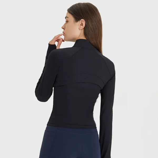 Giacche da donna Abbigliamento sportivo da yoga Felpe in cotone Cappotto slim fit Autunno Inverno Giacca corta con fori per i pollici