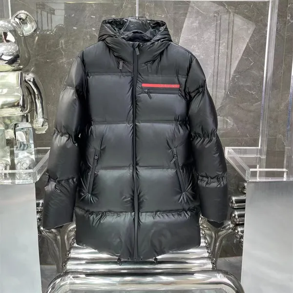 Men Re-nylon Down Jacket Zipper Pocket Winter Coat Designer Quilted Hooded Parkas Lrfucn