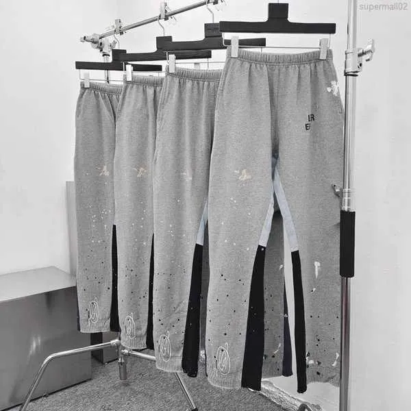 Erkekler Pantolon Kot Galerileri Bölüm Tasarımcı Swearpants Spor Boyalı Parlama Sweatpants