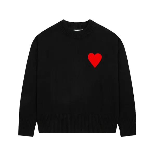 Fashion Amisweater Paris Sweater Mens Designer Knitted Shirts Long Sleeve  French High Street Embroidered a Heart Pattern Round Neck Knitwear Men  Women