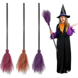 Décor Sorcière Volante Sur Balai Halloween 180 Cm - Avec Sons Et Lumières, Pour Jardin, Cour, Fête Effrayante
