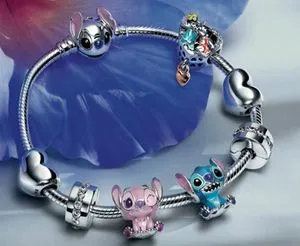 Bracelet Hello Kitty - Perles De Murano Rose - Plaqué Argent 925 - Longueur 18 Cm - Neuf Avec étiquettes