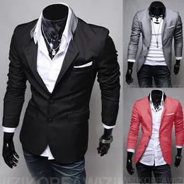 Partihandel-2015 Ny Gratis Frakt Fashion Mens Slim Fit Suit Jackor Hoodies Jackor Coats Blazers Grå Blå Grå Svart M-XXL PX17