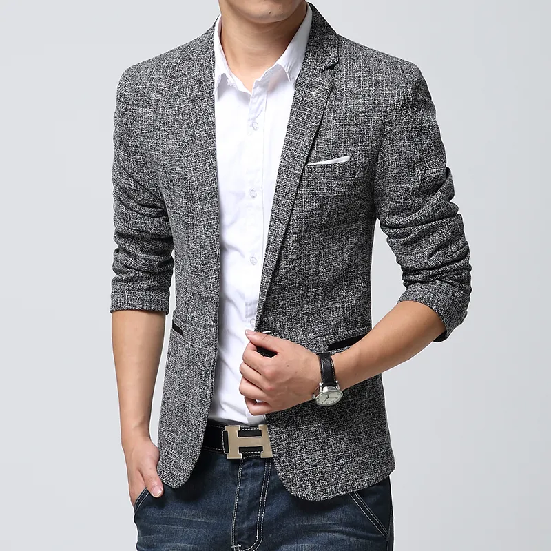 Wholesale Britishs Style New Blazer Men Linen Casual Suit Mens Blazers Slim Fit Regular Single Breasted Men Flax Suit Jacket 4XL 3 606 DHgate