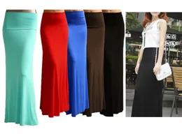 Wholesale- New Autumn and Winter Solid Color Fishtail Maxi Long Skit Cotton Slim Maxi Long Length High Waist Full Bandage Bust Skirts
