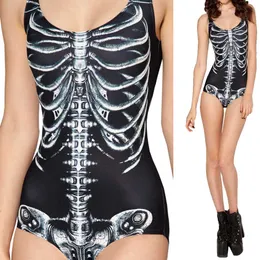 Wholesale-Free Shipping Women Swimsuits Skeleton Printed Swimwear 2015 New Women Bathing Suit S M L Moda Praia Feminina