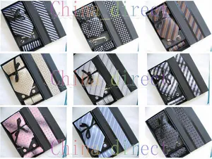 Mens Ties Set NeckTie Hanky cufflinks Handmade New with box 12 sets/lot #2523