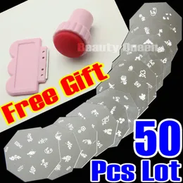 Commercio all'ingrosso - 50 pezzi lotto DIY Nail Art Stamp Stamping Image Plate Template Design + Free Ship Gift Tool