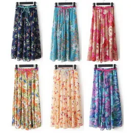 Wholesale-Freeshipping colours 90cm A lined fashion skirts floral printed maxi skirts womens 2015