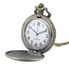 Pocket Watches Wholesale-vintage Antique Silver Roman Numerals Quartz Watch Pendant with Chain Unisex Gift Reloj De Bolsillo