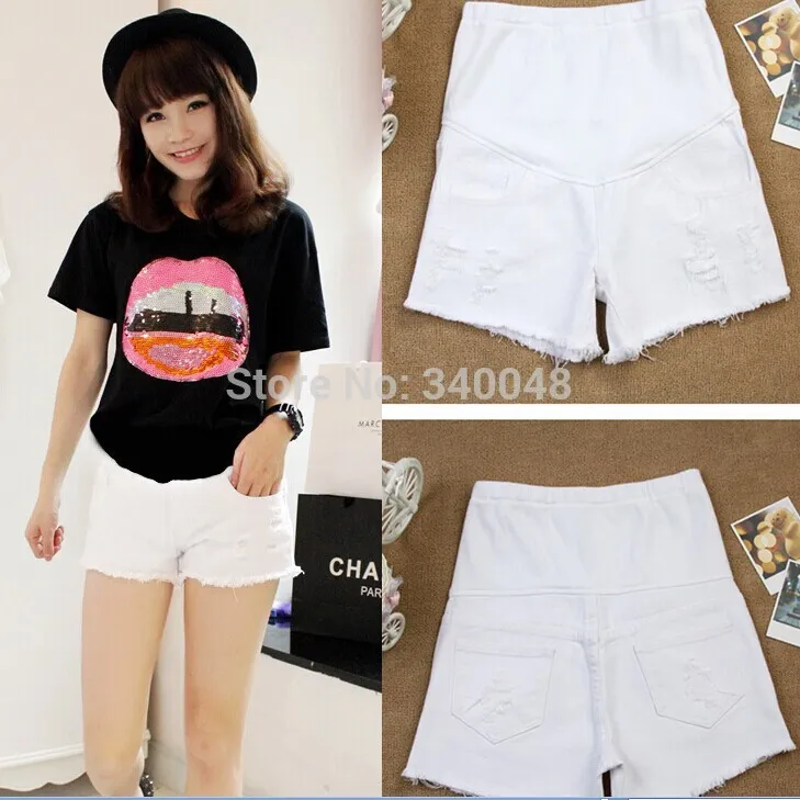 Stylish Summer Maternity Jeans Shorts For Women With Elastic Waistband ...