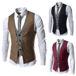 Hot Sale Nya Plaid Mixed Colors Men Slim Fit Casual V-Neck Ärmlös Vest 6 Färger Gratis Frakt Storlek: M-XXL [B0298]