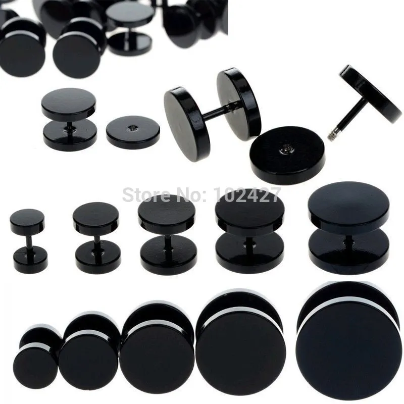 Black Fake Ear Plug Stud Bijoux De Piercing De Boucle Doreille En Acier Inoxydable 6 14 Mm Du 10 63 DHgate
