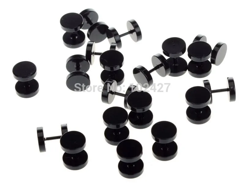 Black Fake Ear Plug Stud Bijoux De Piercing De Boucle Doreille En Acier Inoxydable 6 14 Mm Du 10 48 DHgate