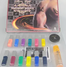 Body Painting Art Tattoo Deluxe Kit glitter tattoo kit Tattoo Condensating Liquid Glue 12 Colors TCLG12