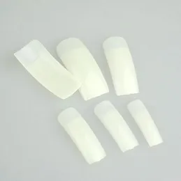 500 Beyaz Yarım Nail Art Yanlış Sahte Tırnak İpuçları Tırnak Tutkal Ile 5 torba (500 adet / torba)