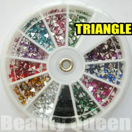 1800pcs 12color Tripangle Gems Strass Glitter Nail Art Perlen Acrylspitzen Acrylstein im Rad