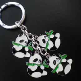 Hot-Sell-Schlüsselanhänger Zinklegierung Keychain mit 4 Panda-Charms, 50pcs / lot, kostenlose Express-Lieferung (CK0072)