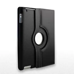 360 graders roterande stativväska för iPad 2/3/4 läderfodral svart