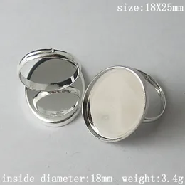 Risultati in bianco con base ad anello in ottone Beadsnice con montatura cammeo ovale 18x25mm per la creazione di gioielli ID8942