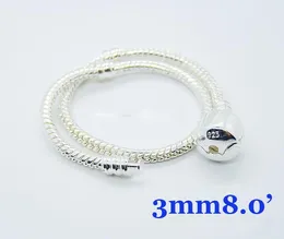 Melhor Presente 20 pcs 925 de Prata Europeu Bead Serpente cadeia Pulseira 8.0 polegadas de Alta Qualidade