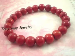 Bracelets de corail en gros 12pcs 8mm naturel rouge corail perle bracelets livraison gratuite