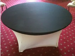 Black Color 6ft/72inch Round Lycra Spandex Table Cloth Cover Topper 5PCS MOQ For Wedding,Party,Hotel Decoration Use