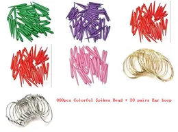 Free shopping 800 pcs esposas de basquete colorido picos bead charme beads diy brinco + 20 pares de ouvido hoop