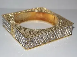 Gratis EMS 10st Square Crystal Armband Blanda Guld / Silver / Röd / Blå