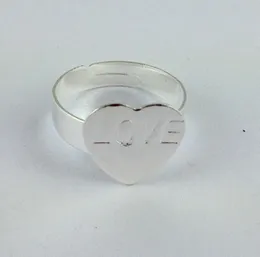 60pcs ajustável anel base em branco cola no coração pad # 20778