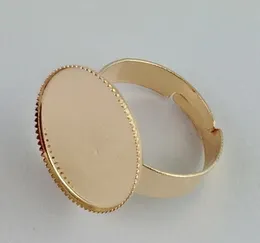 Base de anillo chapado en oro rosa 60PCS en blanco con adhesivo 18 mm # 20832
