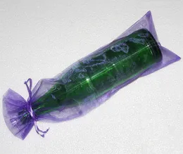 200 Adet Mor Şarap şişesi Çantası Organze kese Düğün Favor 14X35 cm Hediye çanta (veya Mix renkler)